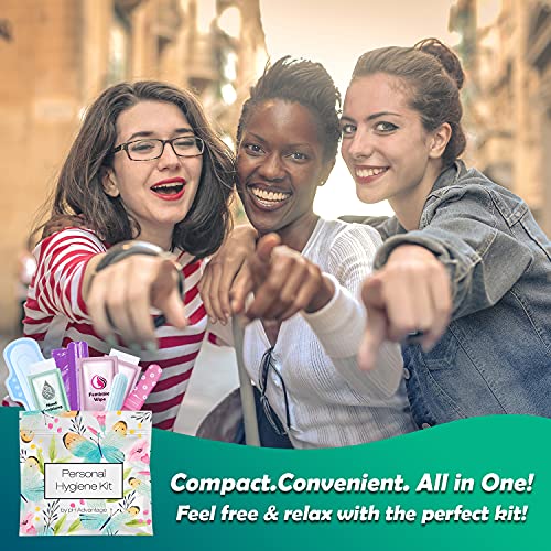 Menstrual Kit All-in-One 10 Pack | Convenience on The Go | Period Kit Pack for Travelling, Tweens & Teenager | Individually Wrapped Feminine Hygiene Product (Butterflies) - color: Butterflies