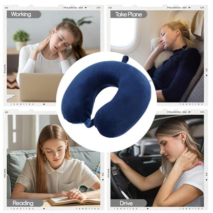 Travel Neck Pillow for Airplane, Car, Office, and Home | 100% Memory Foam U-Shaped Neck Pillow with Soft Washable Cover, Includes Travel Bag, Earplugs & Sleep Eye Mask | for Adults & Kids (Brown) - color: Brown