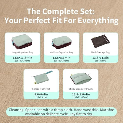 Morning Deer Packing Cubes for Travel,5 Set Hanging Luggage Storage Organizer Bags for Suitcase, Optimized Packing Bags Perfect for Vacation or Business, Organize Clothes, Shoes, Toiletries,Cards