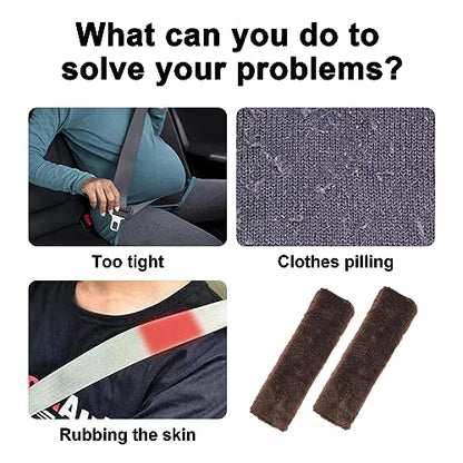 Ziciner 2 Packs Car Seatbelt Covers Shoulder Pad, Universal Soft Faux Sheepskin Shoulder Cover for Comfortable Driving, Fluffy Seat Belt Protector Help to Protect Your Neck and Shoulder (Coffee) - color: Coffee