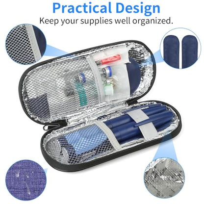 GERMUN Insulin Pen Cooler Travel Case with 2 Reusable TSA Approved Ice Packs, Diabetic Medication Insulated Cool Organizer Bag for Insulin Pens and Other Diabetic Supplies Storage (Purple) - color: Purple
