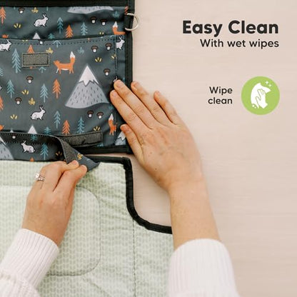 KeaBabies Portable Diaper Changing Pad, Travel, Car - Large Waterproof Baby Changing Mat, Wipeable, Padded, On The Go Travel Diaper Clutch Bag, Easy to Use Pockets for Newborn Essentials (Woods) - color: Woods
