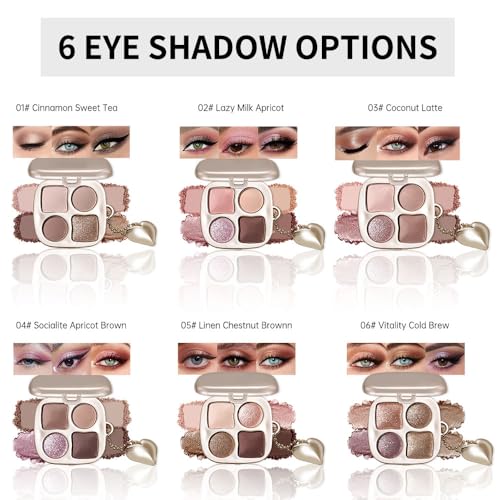 Metallic Rose Gold Shimmer Eyeshadow Palette with Mirror – Blendable Long-Lasting Everyday Eye, Gold Bronze Glitter & Neutral Glam Contour Makeup Palette, Perfect for Blue, Green & Brown Eyes - color: A06