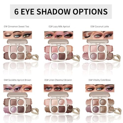 Metallic Rose Gold Shimmer Eyeshadow Palette with Mirror – Blendable Long-Lasting Everyday Eye, Gold Bronze Glitter & Neutral Glam Contour Makeup Palette, Perfect for Blue, Green & Brown Eyes - color: A06