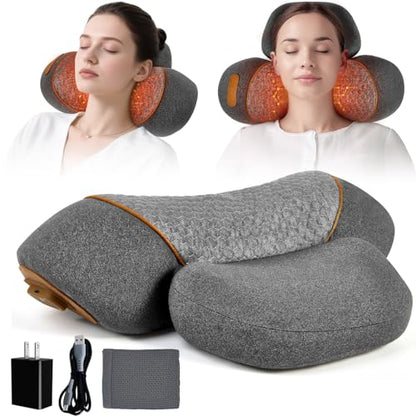Upgraded Neck Massager Pillow, 3-in-1 Neck Massager, Traction Massage with Heat, Neck Pillow for Shoulder Pain, Deep Tissue Pain Relief,Rechargeable TheraPillow
