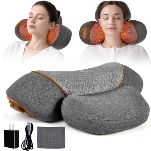 Upgraded Neck Massager Pillow, 3-in-1 Neck Massager, Traction Massage with Heat, Neck Pillow for Shoulder Pain, Deep Tissue Pain Relief,Rechargeable TheraPillow