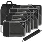 8 Set Compression Packing Cubes for Travel, Expandable Luggage Organizer with Shoe Bag & Laundry Bag - Lightweight Suitcase & Backpack Travel Essentials (Black) - color: Black