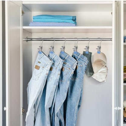 100PCS Space-Saving Clothespin Hat Pants Storage Hanging Travel Hook,Portable 360° Rotating Stainless Steel Hanging Hook Clips Towel Clips,Laundry Hooks Hanging Clips with Clips for Home and Travel - color: Blue 100pcs