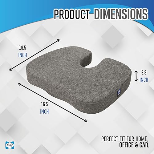 Sealy Memory Foam Seat Cushion for Car and Office Chairs Tailbone Pain Relief, Posture Support, and Comfort for Home Office Use