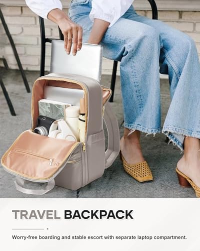 wepadre Small Travel Backpack Carry on Flight Approved Personal Item Travel Bag Carry on Backpack for Women Work Laptop Backpack for Traveling Carry on Luggage - color: Khaki