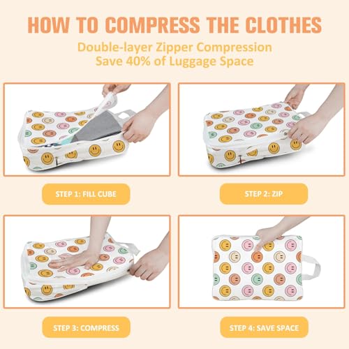 6 Set Compression Packing Cubes Compressed Storage Bags for Carry on Suitcases Packaging Luggage Bags Organizers for Travel