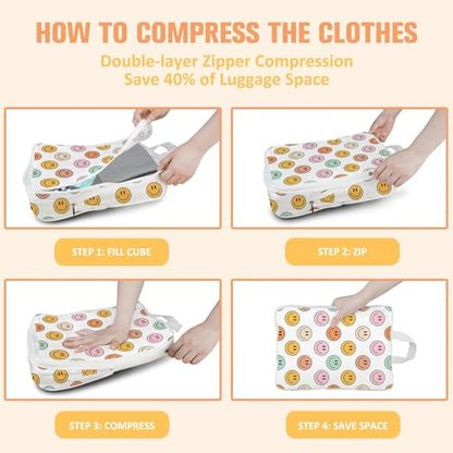 6 Set Compression Packing Cubes Compressed Storage Bags for Carry on Suitcases Packaging Luggage Bags Organizers for Travel