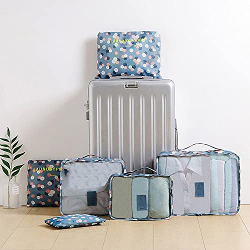 Packing Cubes 6 PCS Travel Accessories Travel Luggage Packing Organizers Bags for Backpack Suitcases, Blue Flower - color: Blue Flower