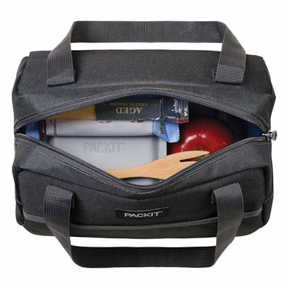 PackIt(R) Freezable Hampton Lunch Bag, City Charcoal, Built with EcoFreeze(R) Technology, Collapsible, Reusable, Zip Closure with Front Pocket and Shoulder Straps, Designed for Fresh Office Lunches - color: City Charcoal