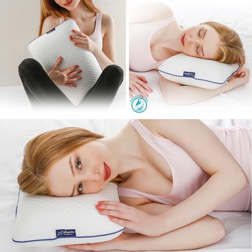 alkamto Travel & Camping Comfortable Memory Foam Pillow – Easy to Carry Portable Bag – Temperature Regulating Pillow Case (White) - size: White Travel