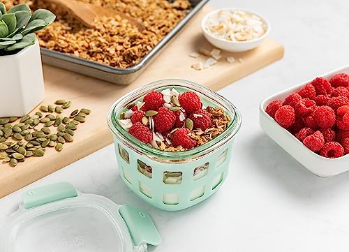 Ello DuraGlass Rounds Glass Food Storage Containers - Meal Prep Bowls with Silicone Sleeve and Airtight Lids, 2 Cup, Yucca - color: Yucca Single