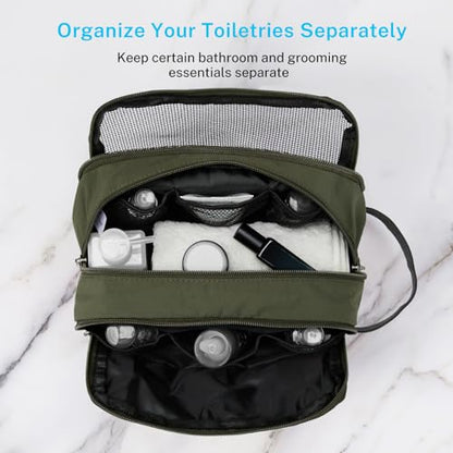 Gonex Travel Toiletry Bag Nylon, Toiletries Kit Shaving Bag Toiletry Organizer Olive & Brown - color: Olive & Brown