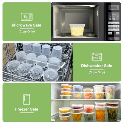Dipoo 40 Sets (80-Piece) Deli Containers with Lids 32 oz, Leak-Proof & BPA Free Airtight Takeout Plastic Food Storage Containers for Soup, Freezer/Microwave/Dishwasher Safe - size: 32 oz - 40 Sets