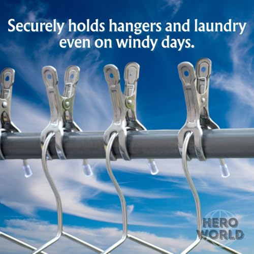 Stainless Steel Windproof Laundry Clips – Heavy-Duty Clothes Pins Rust-Resistant Twin-Prong Towel & Bath Towel Clips (12, 4.3") - size: 4.3"