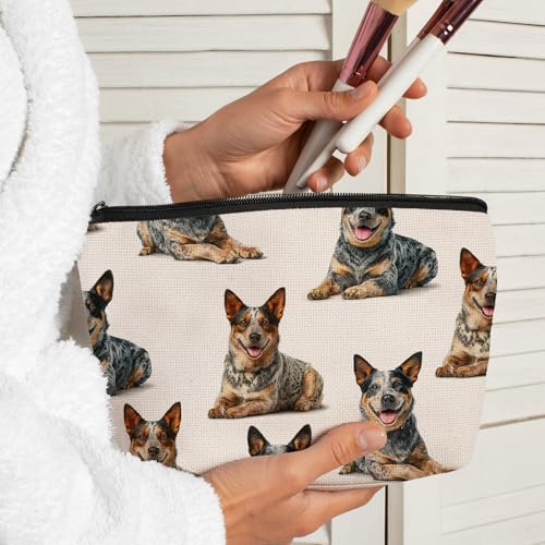 Australian Cattle Dog Makeup Bag, Australian Cattle Lovers Gifts Cosmetic Bag for Women, Dog Mom Lovers Owner Gifts for Women Christmas, Pet Lover Gift Zipper Travel Makeup Pouch for Purse - color: australian cattle