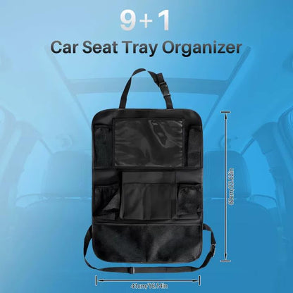 2 PCS Backseat Car Organizer With Clear 10" Tablet Holder And 10 Storage Pockets, Seat Back Protector, Car Organizer Back Seat for Family Road Trip Essentials Travel