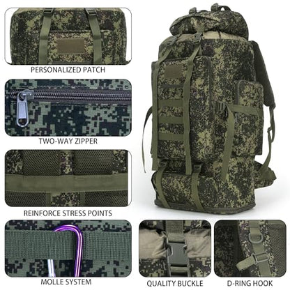 Hiking Backpack for Men 70L/100L Camping Backpack Military Rucksack Molle 3 Days Assault Pack for Climbing | Camping Backpack - color: 100l-greenmix
