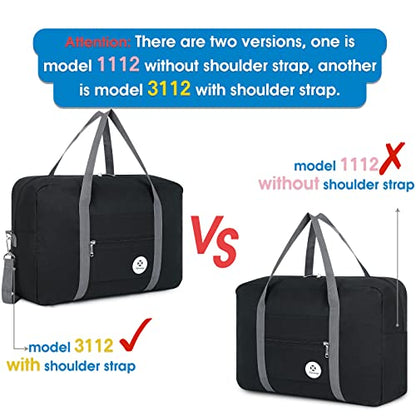For Spirit Airlines Personal Item Bag Foldable Travel Duffel Bag Tote Carry on Luggage Duffle Overnight for Women and Men - color: 1112 Black