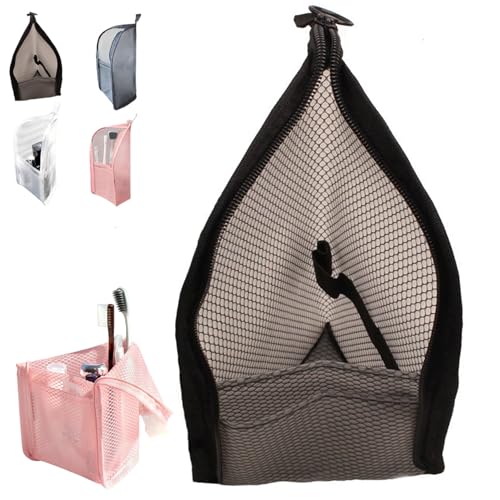 2Pack Standing Toiletry Bag, 2026 New Portable Lightweight Travel Toiletry Bag, EVA Mesh Travel Toothbrush Storage Bag, Foldable Clear Hanging Small Makeup Bag Cosmetic Organiser Storage (Black) - color: Black