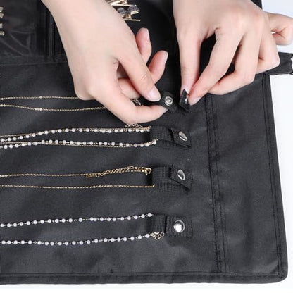 Zilink Hanging Jewelry Organizer for Closet with Zippers Double-Sided Jewelry Holder Organizer Dustproof Jewelry Organizer for Earrings, Necklaces, Rings, Bracelets, Black