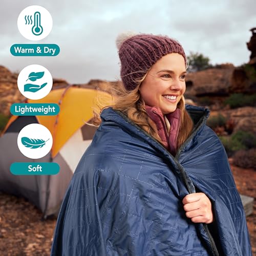 SUN CUBE Large Waterproof Camping Blanket, Fleece Quilted Stadium Blanket for Cold Weather, Windproof Foldable Outdoor Blanket Mat for Picnic, Beach, Pets, Car, 60x80in - color: Navy Blue/Grey Fleece
