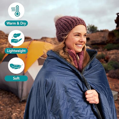SUN CUBE Large Waterproof Camping Blanket, Fleece Quilted Stadium Blanket for Cold Weather, Windproof Foldable Outdoor Blanket Mat for Picnic, Beach, Pets, Car, 60x80in - color: Navy Blue/Grey Fleece