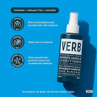 VERB Hydrate Shampoo + Conditioner Duo - Cleanses + Nourishes Dry + Frizzy Hair to Smooth + Reduce Frizz - Amber + Warm Jasmine Scent - size: 7.88 Fl Oz (Pack of 4)