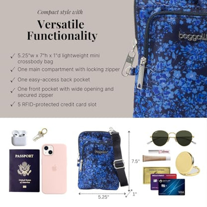 Baggallini Women's Securtex Anti-theft Activity Crossbody Bag - color: Ink Hydrangea