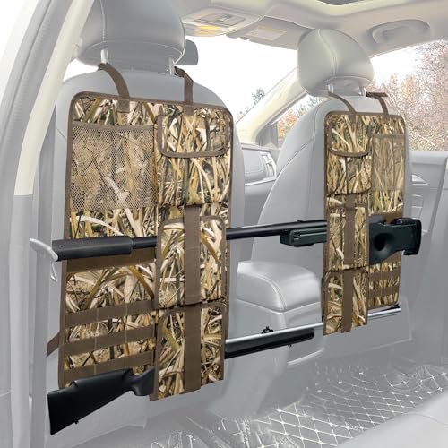MYDAYS 2 Pack Tactical Seat Back Gun Rack, Camo Front Seat Organizer with MOLLE Panel Vehicle Gun Holder, Hunting Rifle/Shotgun (Camo1) - color: Camo1