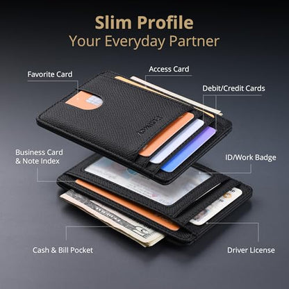 Buffway Slim Minimalist Front Pocket RFID Blocking Leather Wallets for Men and Women - Galaxy Black - color: Galaxy Black