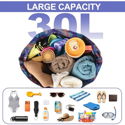 CaCTOUR Large Beach Bag Women,Beach Bags Waterproof Sandproof with Zipper Wet Pocket,Beach Tote Pool Bag for Swim Gym Travel - color: Flower/Butterfly