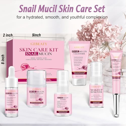 Skin Care Sets for Women,Gentle 6PCS Skincare Set with Korean Snail Secretion Filtrate,Anti Aging & Hydrating Repair Soothe Moisturize for Dull Skin & Fine Lines,Self Face Skin Care Birthday Gift - size: 6 PCS SET