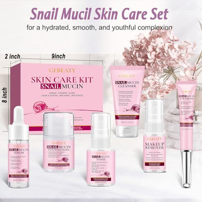 Skin Care Sets for Women,Gentle 6PCS Skincare Set with Korean Snail Secretion Filtrate,Anti Aging & Hydrating Repair Soothe Moisturize for Dull Skin & Fine Lines,Self Face Skin Care Birthday Gift - size: 6 PCS SET