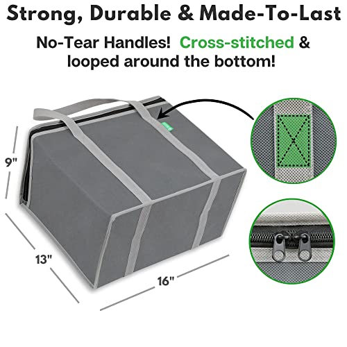 Creative Green Life XL Insulated Reusable Grocery Bags (2-Pack) - Premium Quality Cooler Bags with Hard Bottom Insert, Stands Upright, Washable - color: Grey