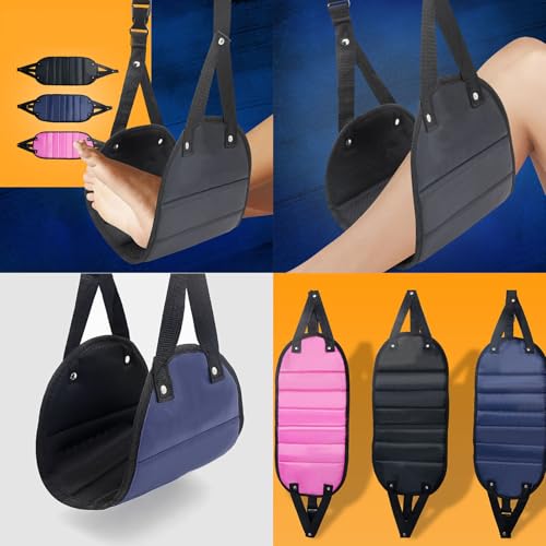 Airplane Travel Footrest Hammock, Airplane Foot Hammock to Relax Your Feet, Comfy Feet Hanger Plane Footrest for Long Trip, Feet Hammocks for Plane, Long Flight Foot Rest,Travel Essentials - color: Navy Blue