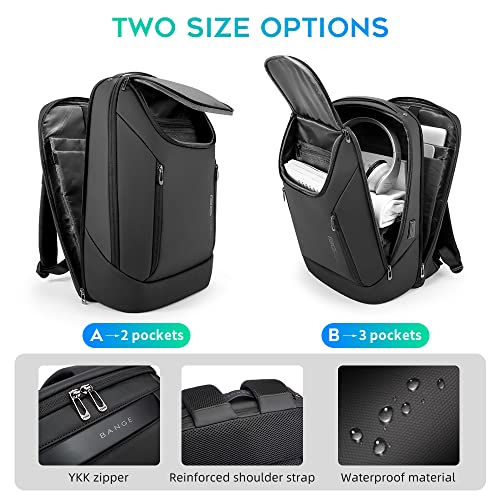 BANGE Business Smart Backpack Waterproof fit 15.6 Inch Laptop Backpack with USB Charging Port,Travel Durable Backpack - color: Black