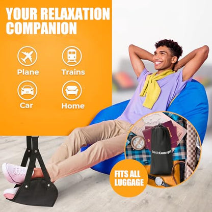 2 Pack Airplane Foot Hammock Travel Footrest - Long Flight Must Haves - Foot Rest for Air Travel,Essentials for Travel & Home (Blue)