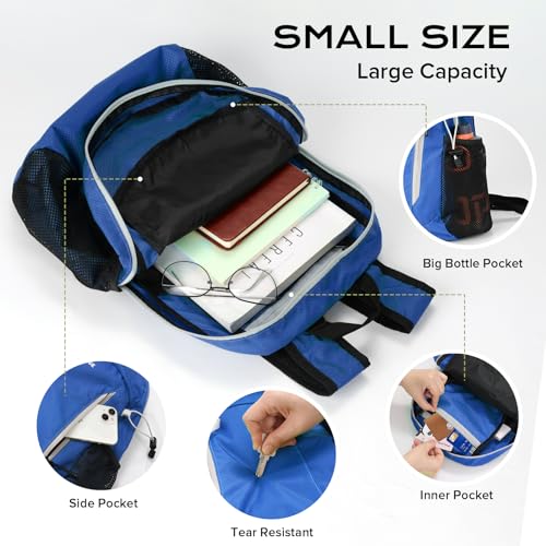 VPBAGE 15L Water-resistant Hiking Daypack, Small Backpack Travel Outdoor, Lightweight Day Pack with Tool Loops - color: Dark Blue