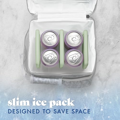 Cool Coolers by Fit & Fresh Slim Ice Packs, Quick Freeze Reusable Ice Packs for Lunch Boxes & Coolers, Long-Lasting, Space Saving Lunch Ice Packs, Sage, 4Pk - color: Sage (4 Pack)