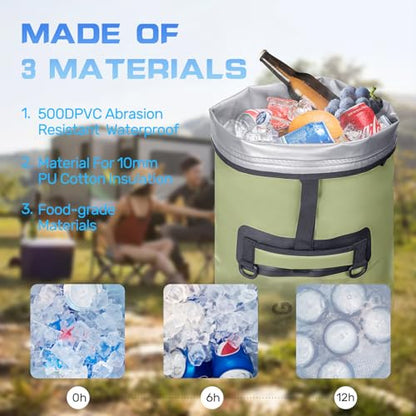 48cans Large Cooler Backpack Insulated Waterproof for Men Women Insulated Backpack Cooler Leak Proof Waterproof for 12 Hours Cooling for Camping Picnic Hiking Beach Travel Kayaking - color: Armygreen