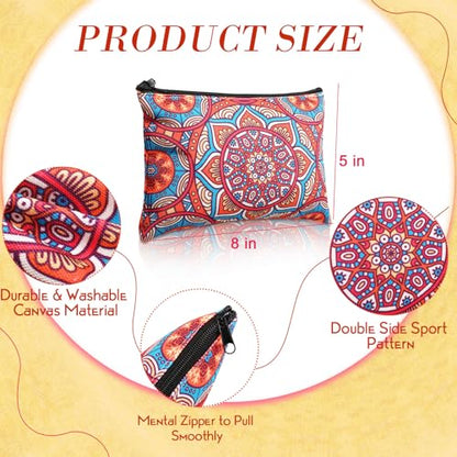 Eccliy 20 Pcs Mandala Makeup Bag Mandala Cosmetic Bag Canvas Gifts Mandala Accessories for Girls Toiletry Pouch with Zipper for Women Party, 8 x 5 Inch - size: 8 x 5 Inch, style: Mandala
