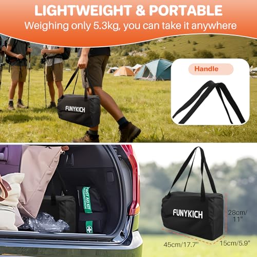 FUNYKICH Folding Camping Table(L26.4''xW22.8''), Aluminum Roll-up Portable Picnic Table with 2 Adjustable Height(17.3'' & 27.6'') for Picnic, Camping, BBQ, Party, Backyard, Beach - size: 26.4''L x 22.8''W x (28''/17.3'')H