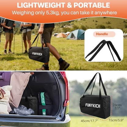 FUNYKICH Folding Camping Table(L26.4''xW22.8''), Aluminum Roll-up Portable Picnic Table with 2 Adjustable Height(17.3'' & 27.6'') for Picnic, Camping, BBQ, Party, Backyard, Beach - size: 26.4''L x 22.8''W x (28''/17.3'')H