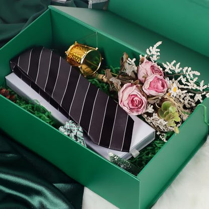 LFBOX Green Christmas Gift Box with Magnetic Lids 13.8x8.3x4.4 in, Bridesmaid Groomsman Proposal Box, Large Rectangle Storage Box 5 Pack - color: Green, size: 1 count (Pack of 5)
