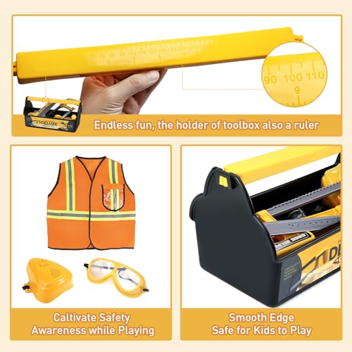 Zealous Kids Tool Set for Boys,Toddler Tool Set with Kids Tool Box & Electronic Toy Drill,Construction Pretend Play Tools for Kids,Toys for 3 4 5 Year Old Boys,Toddler Boy Toys - style: F-Play Tool Set